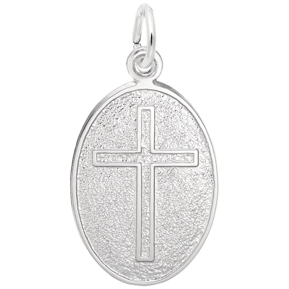 Elegant Oval Disc Cross Charm for Special Occasions & Faith 6599