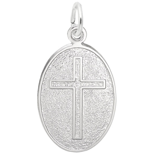 Elegant Oval Disc Cross Charm for Special Occasions & Faith 6599