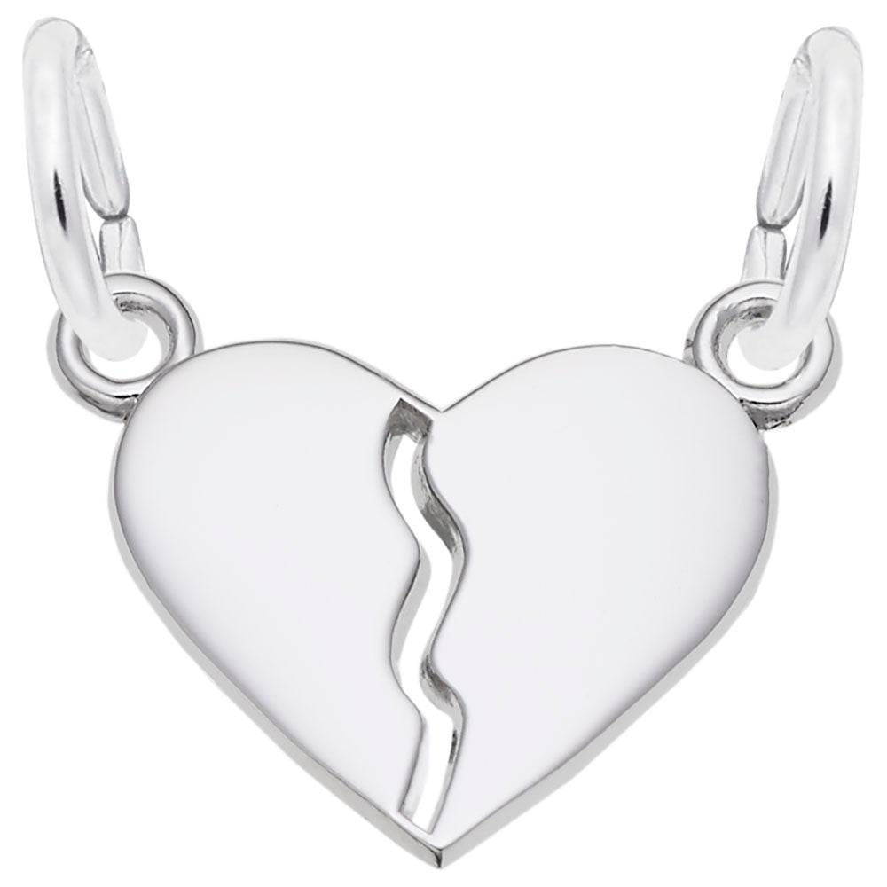 Petite Break-Apart Heart Charm - Elegant Silhouette Jewelry 7730