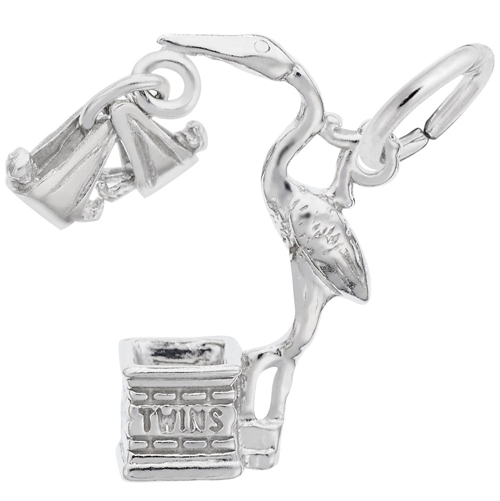 Twins Stork Charm - Adorable Baby Keepsake for New Parents 7758