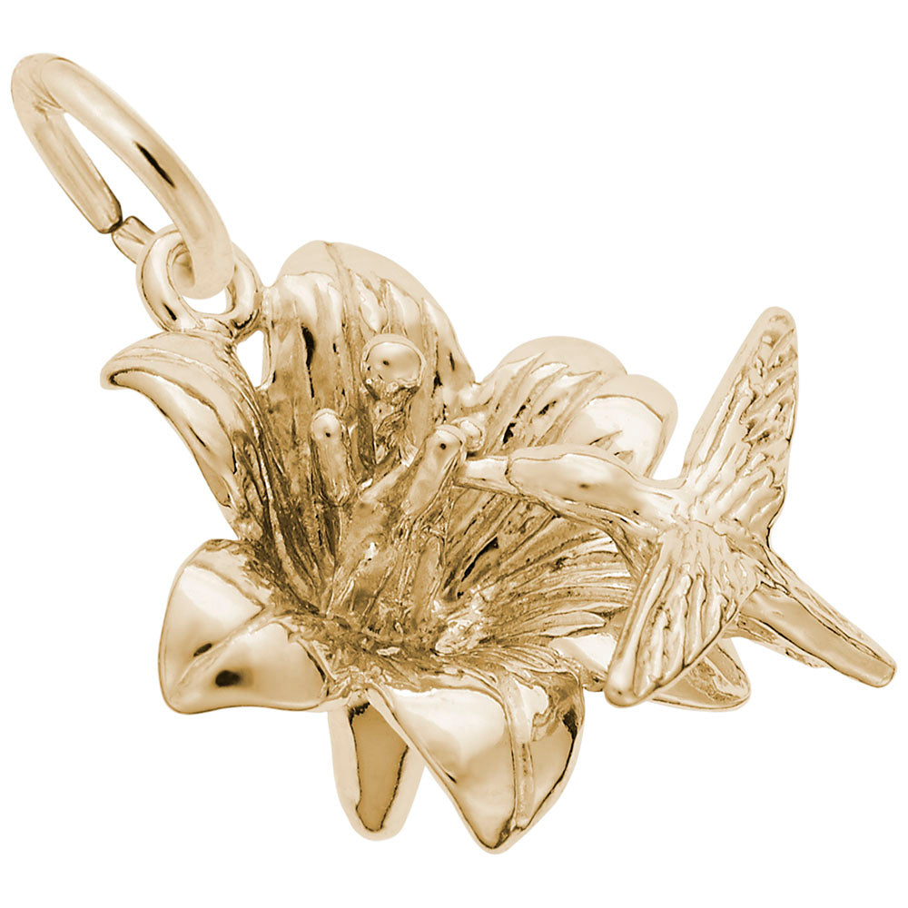 Hibiscus & Hummingbird Charm - Elegant Bird Jewelry for Nature Lovers 7770