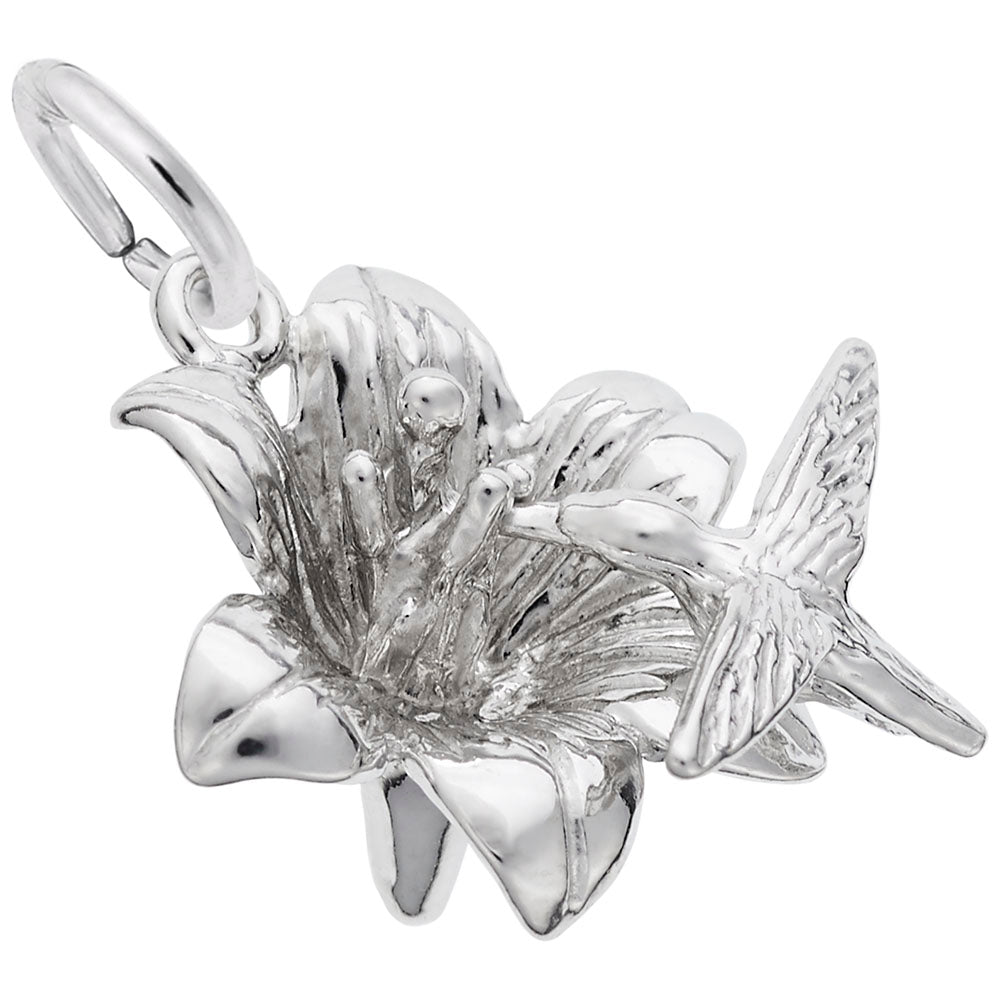 Hibiscus & Hummingbird Charm - Elegant Bird Jewelry for Nature Lovers 7770