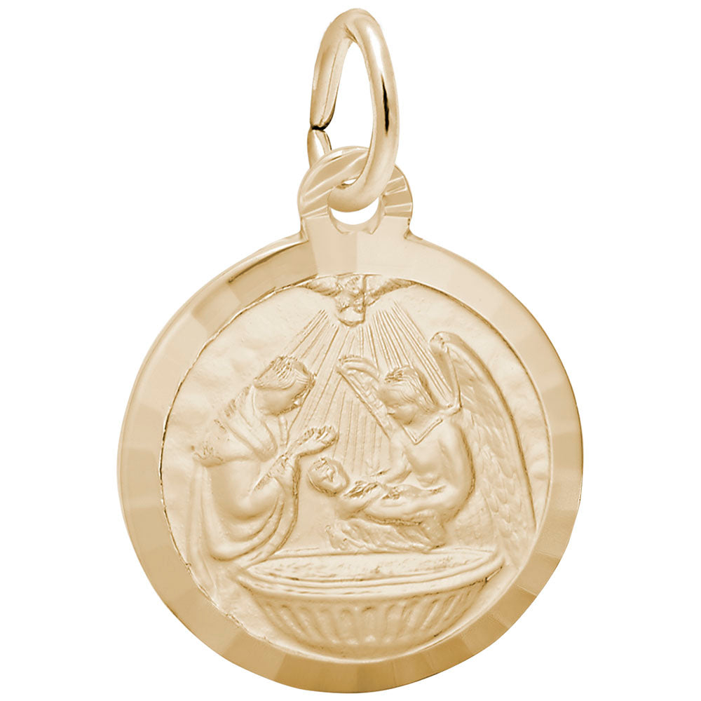 Spring Baptism Disc Charm - Elegant Religious Jewelry Gift 7776
