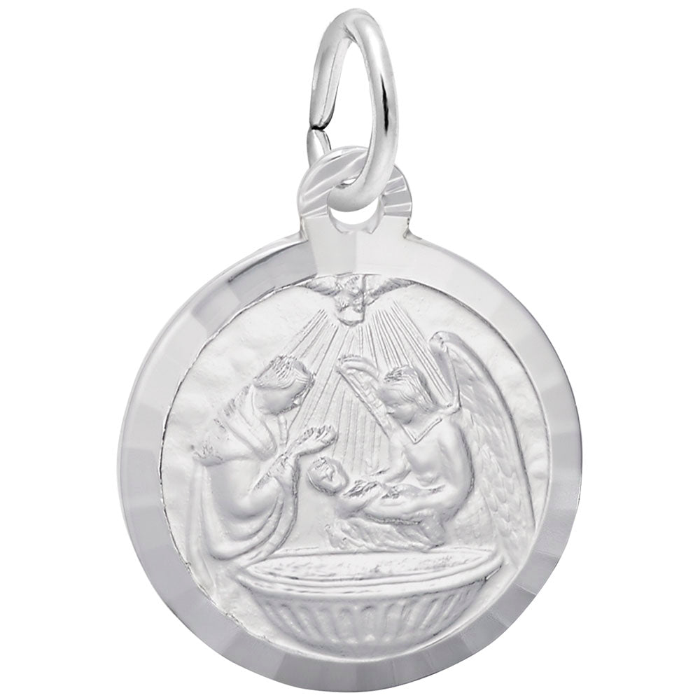 Spring Baptism Disc Charm - Elegant Religious Jewelry Gift 7776