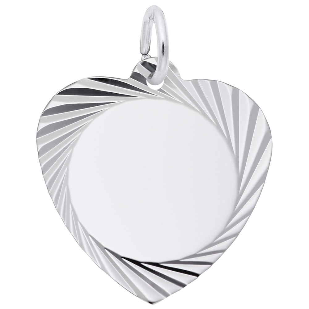 Medium Diamond-Faceted Heart Charm - Elegant Jewelry Accessory 7910