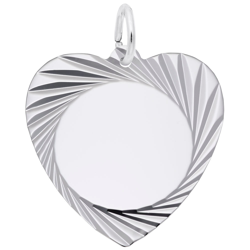 Large Diamond Faceted Heart Charm - Elegant Jewelry Accessory 7911