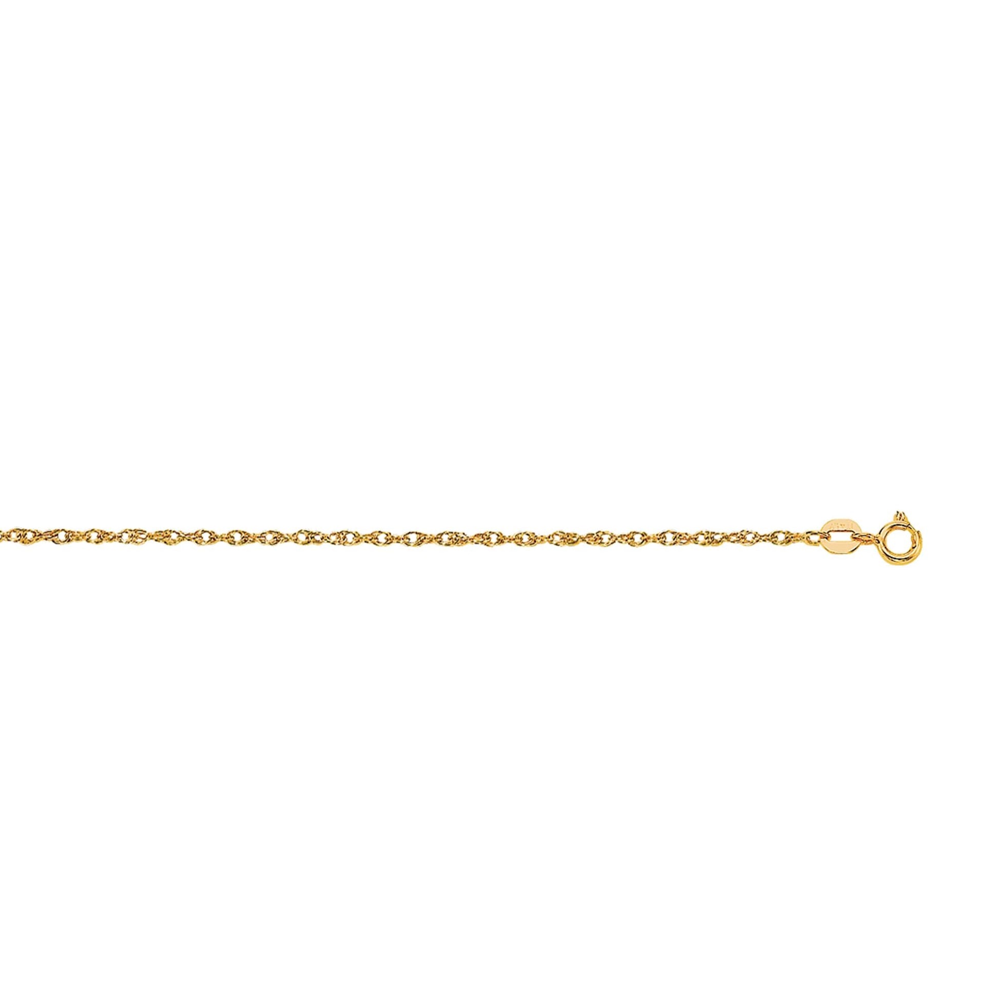Royal Chain 14K Gold 1.0mm Machine Rope Chain (Carded) 7R