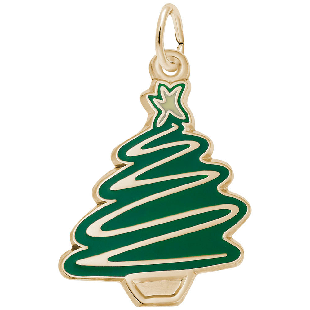 Green Christmas Tree Charm - Festive Holiday Jewelry Accessory 8129