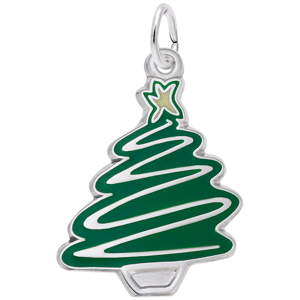 Green Christmas Tree Charm - Festive Holiday Jewelry Accessory 8129