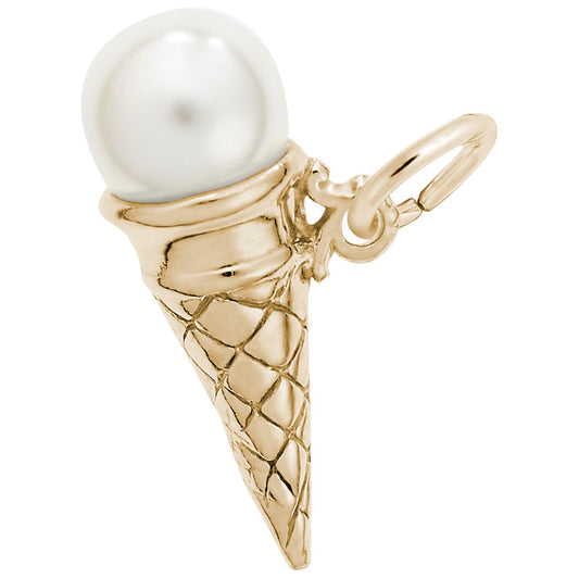 Vanilla Pearl Ice Cream Cone Charm