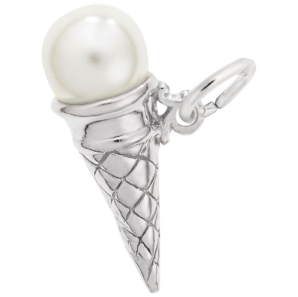 Vanilla Pearl Ice Cream Cone Charm for Summer Jewelry Collection 8141