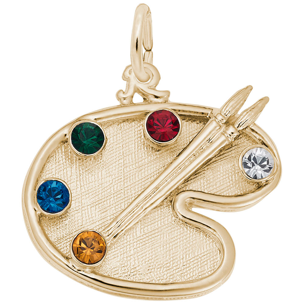 Artist Palette Charm with Colorful Stones for Creative Jewelry 8151