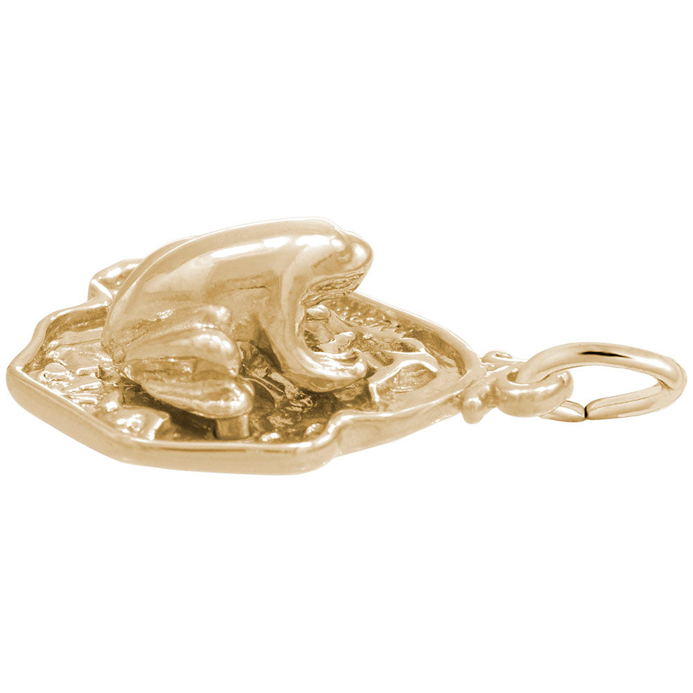 Frog on Lily Pad Charm - Nautical Sea Life Jewelry Accessory 8196
