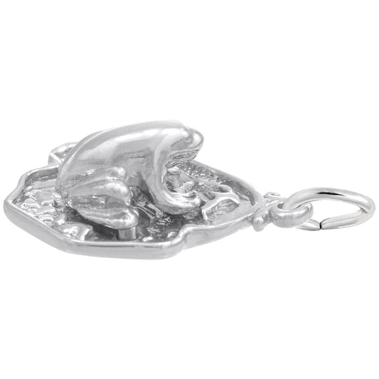 Frog on Lily Pad Charm - Nautical Sea Life Jewelry Accessory 8196