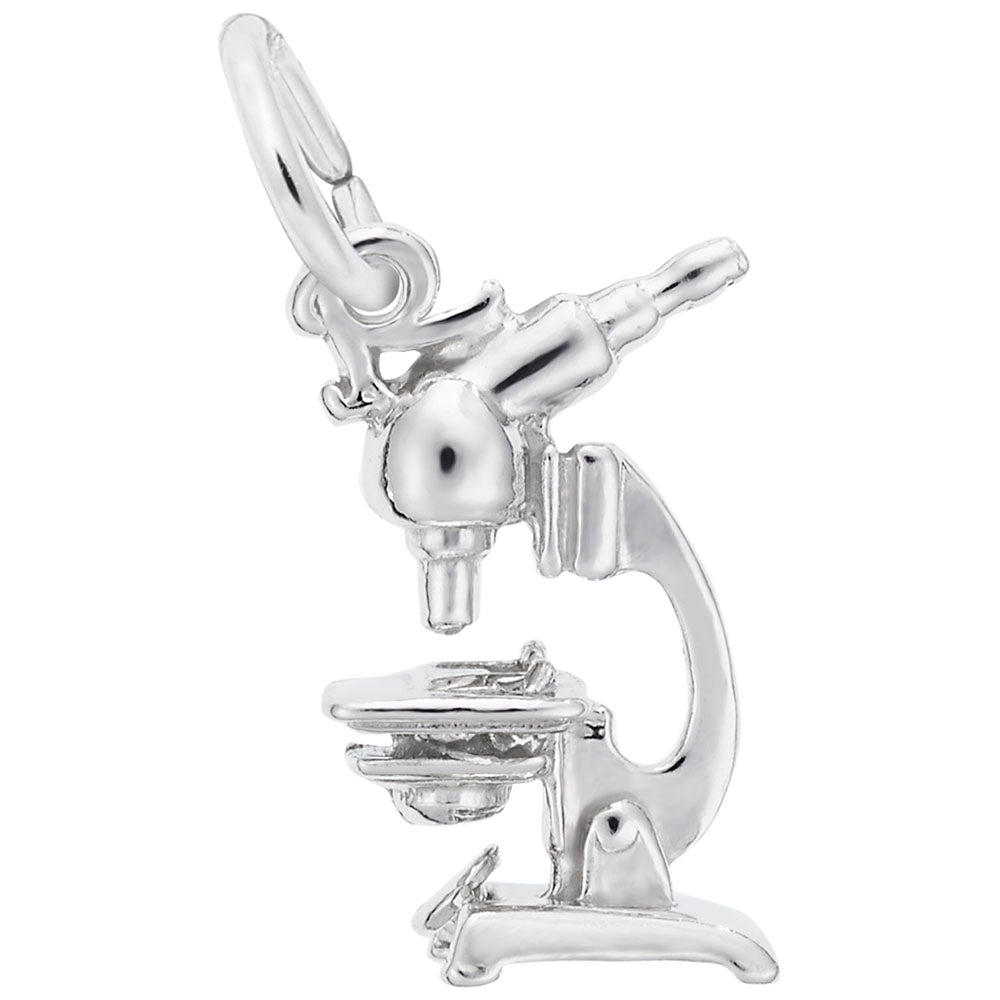 Sterling Silver Microscope Charm for Medical Professionals & Students 8207