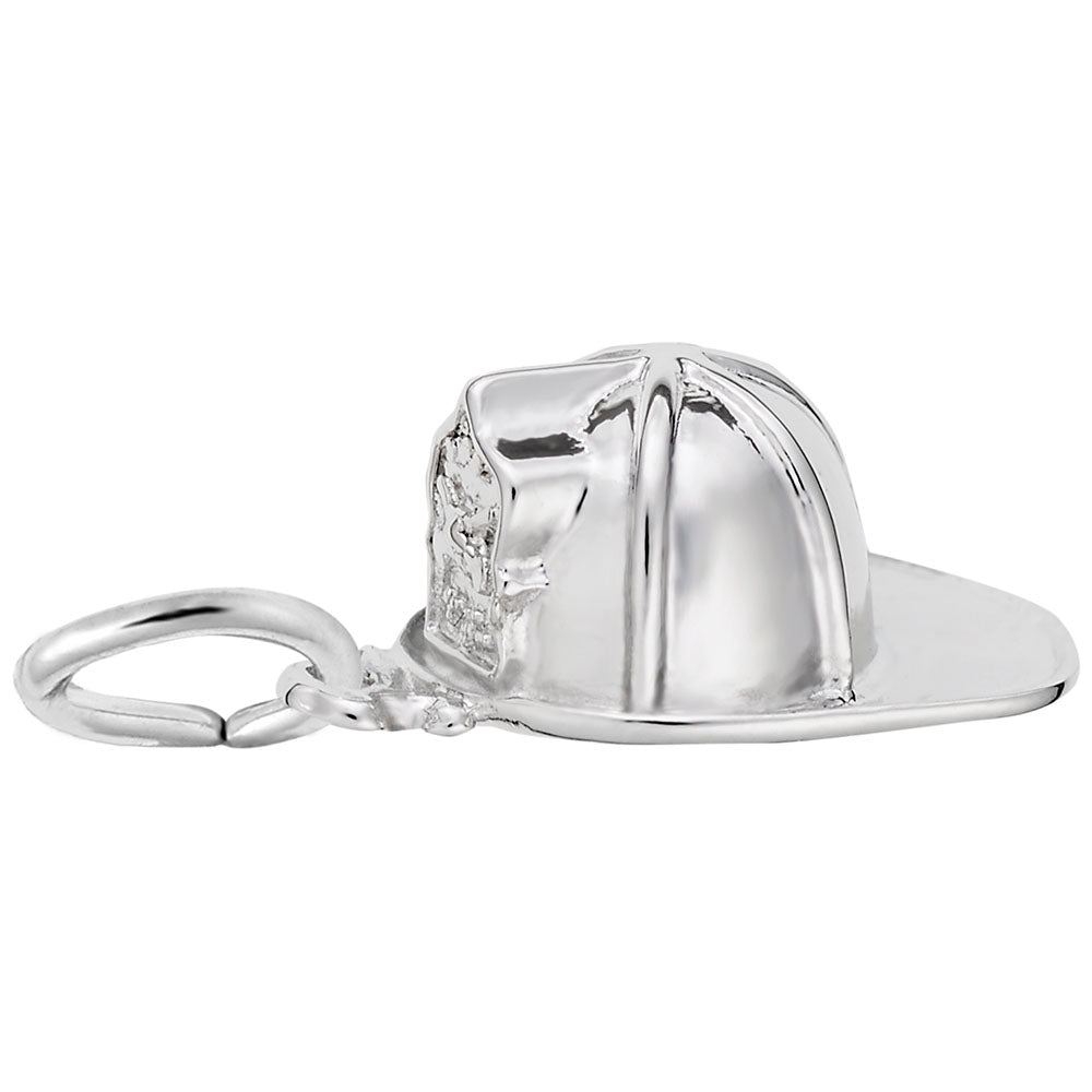 Firefighter Helmet Charm - Sterling Silver Pendant for Heroes 8236