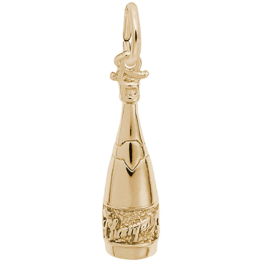 Elegant Champagne Bottle Charm for Wedding & Anniversary Gifts 8257