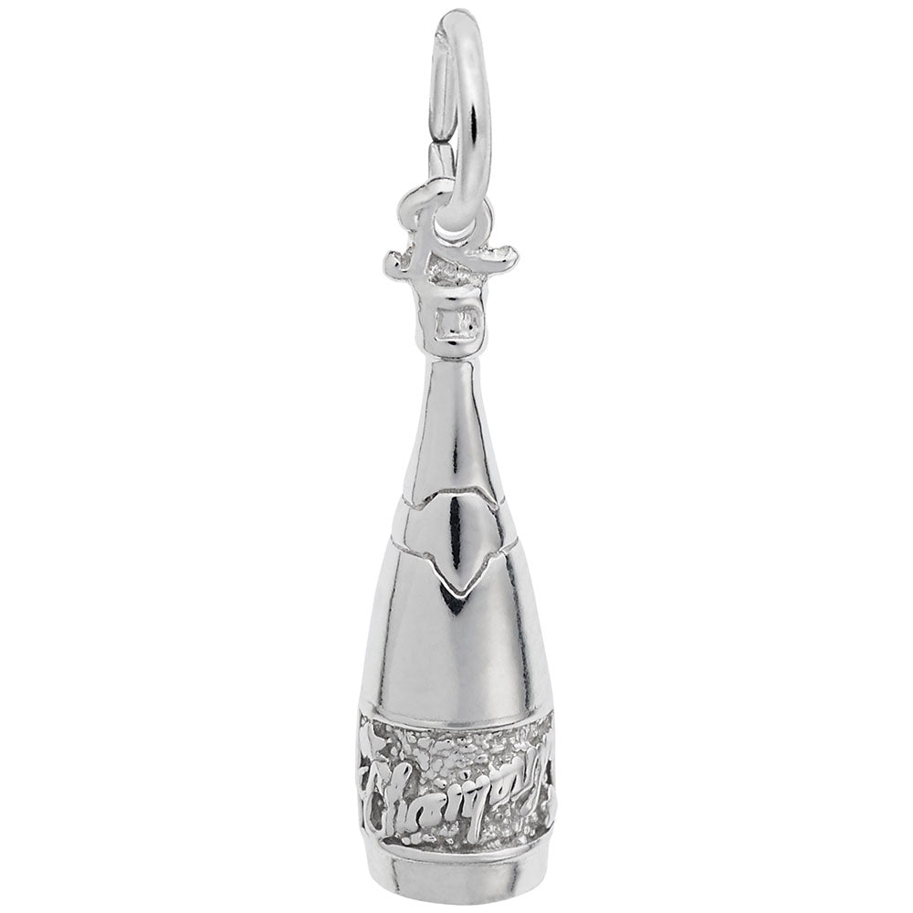 Elegant Champagne Bottle Charm for Wedding & Anniversary Gifts 8257