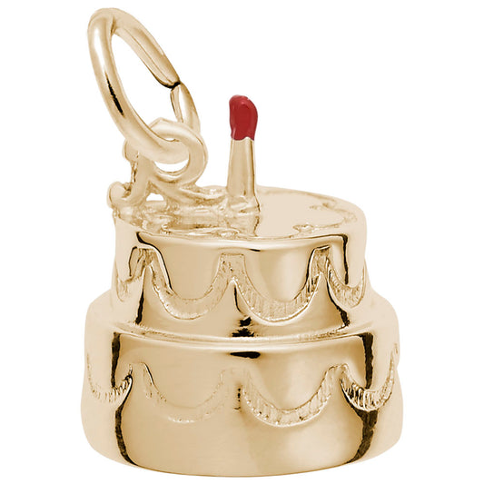 Two-Tier Birthday Cake Charm with Candle for Special Occasions 8282