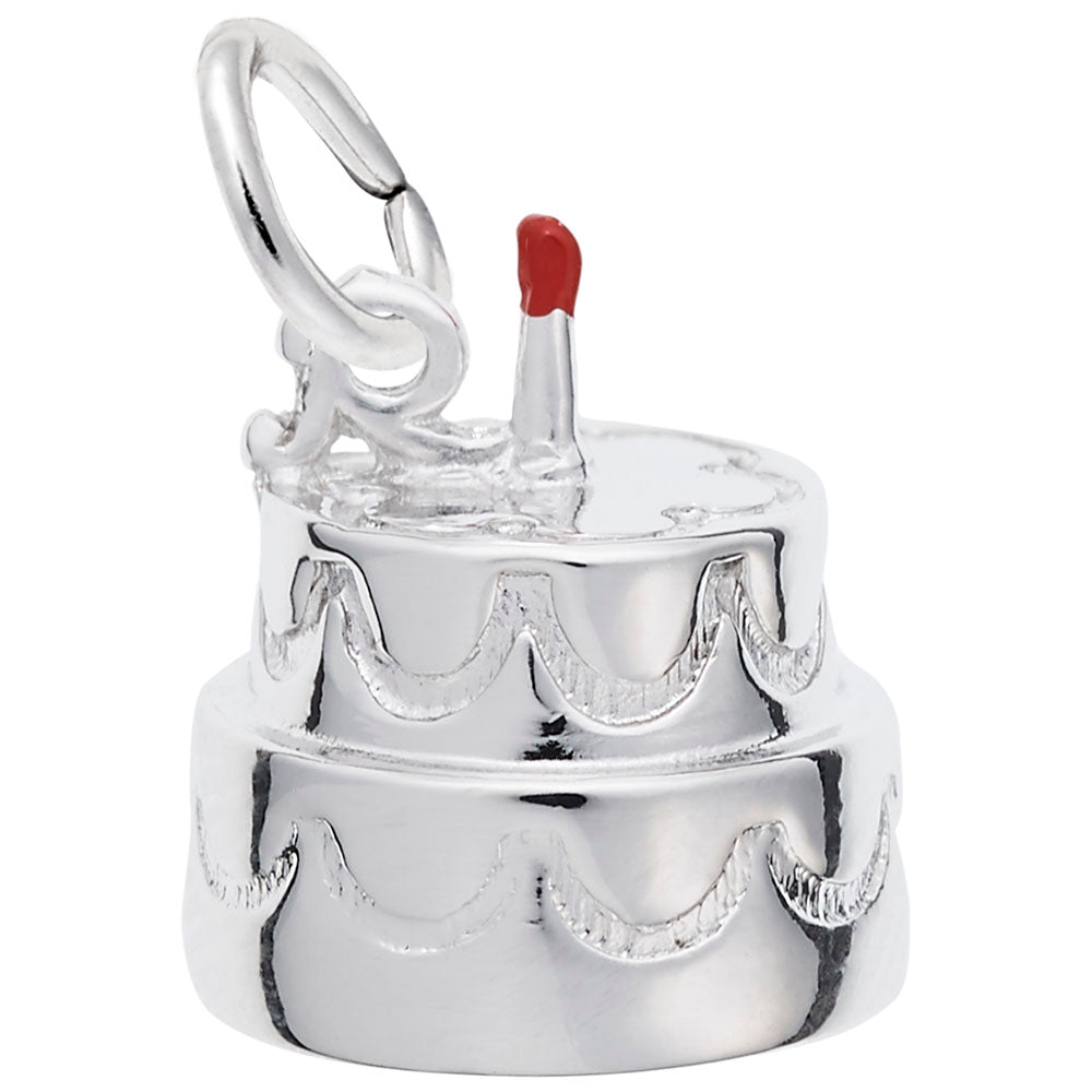 Two-Tier Birthday Cake Charm with Candle for Special Occasions 8282