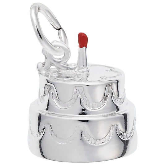 Two-Tier Birthday Cake Charm with Candle for Special Occasions 8282