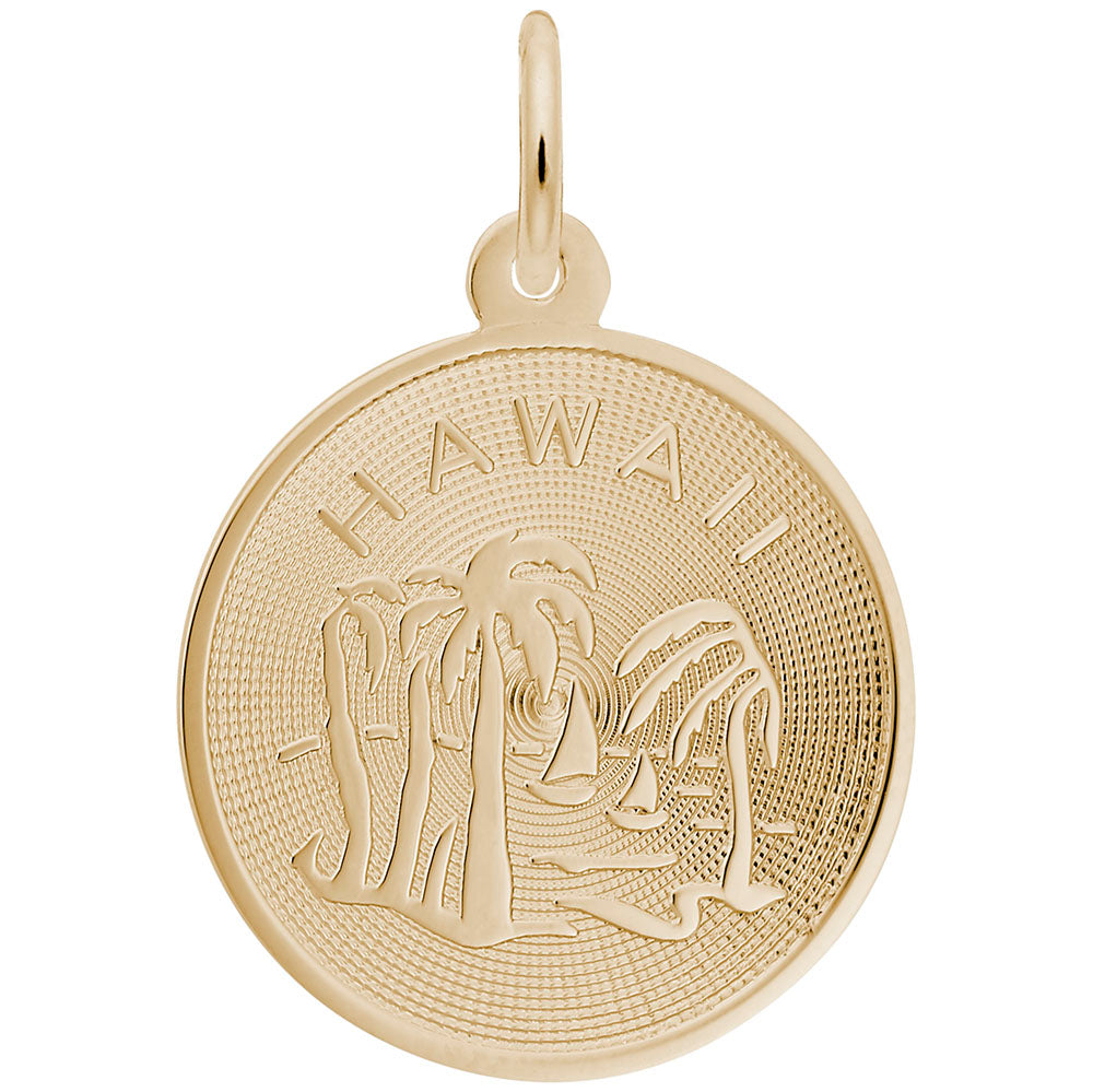 Hawaii Palm Tree Disc Charm - Tropical Travel Jewelry Accessory 8307