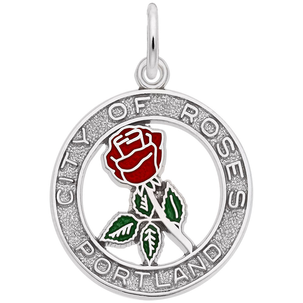 Portland City of Roses Charm - Travel Souvenir Jewelry Gift 8308