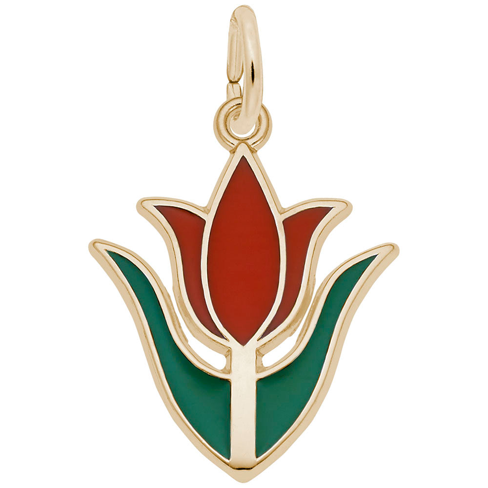 Spring Red Tulip Flower Charm - Elegant Floral Jewelry Accessory 8335