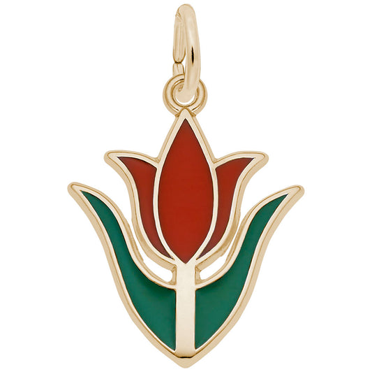 Spring Red Tulip Flower Charm - Elegant Floral Jewelry Accessory 8335