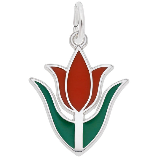 Spring Red Tulip Flower Charm - Elegant Floral Jewelry Accessory 8335