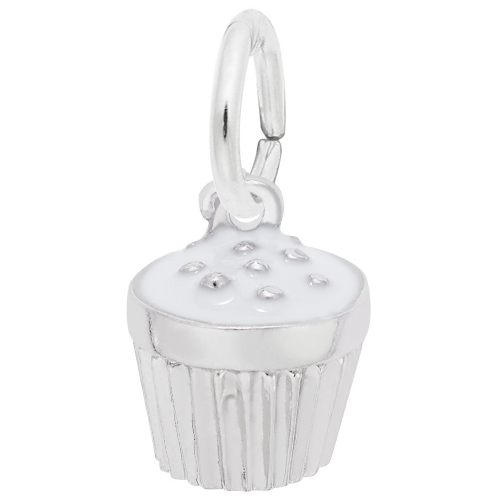 Delightful White Cupcake Charm for Birthday Celebrations 8343