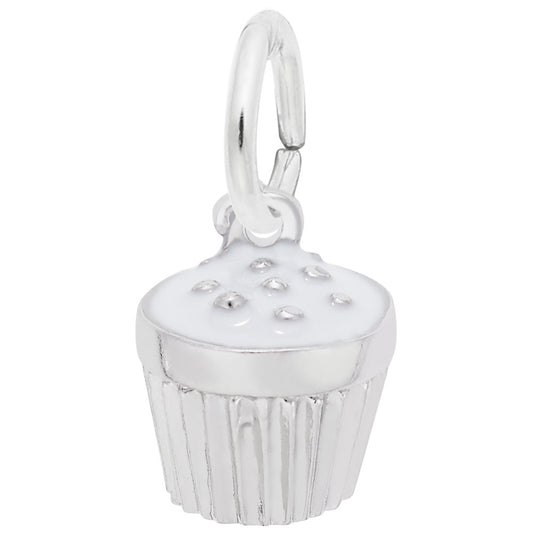 Delightful White Cupcake Charm for Birthday Celebrations 8343