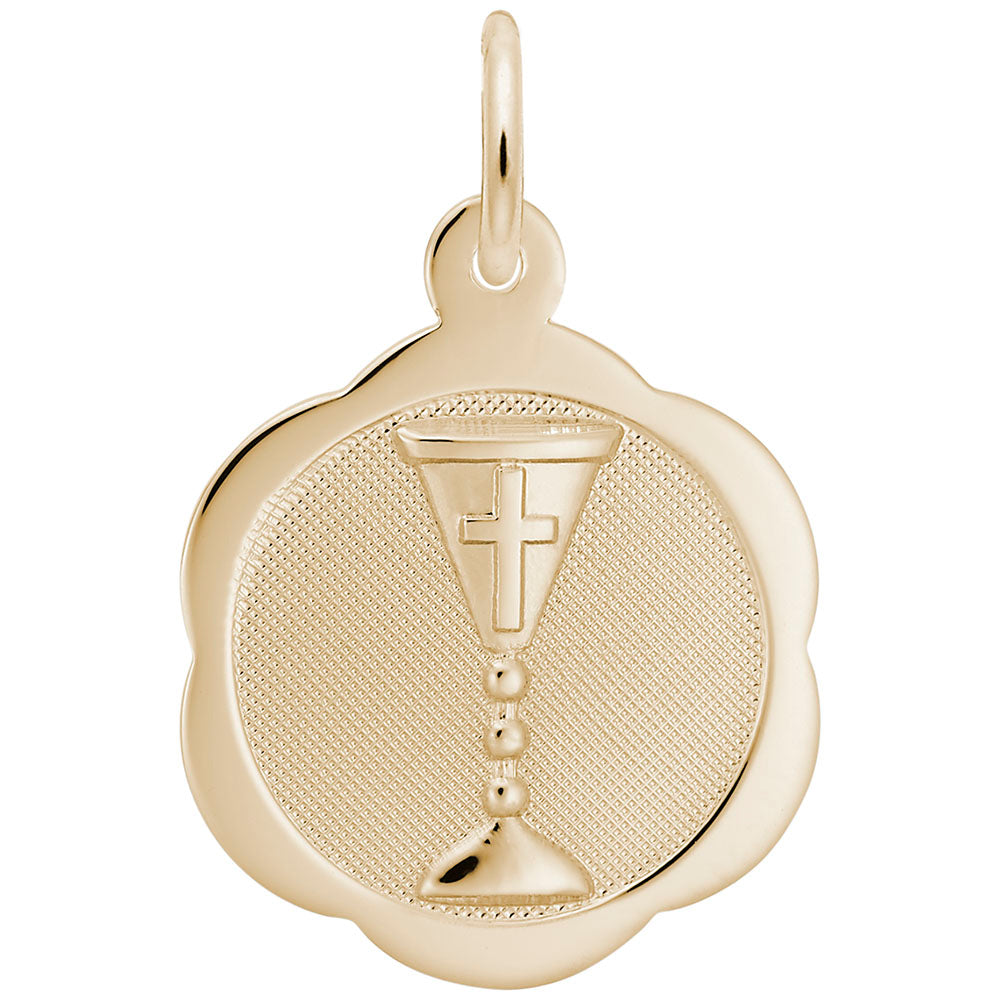 Spring Communion Chalice Scalloped Disc Charm for Jewelry Lovers 8344