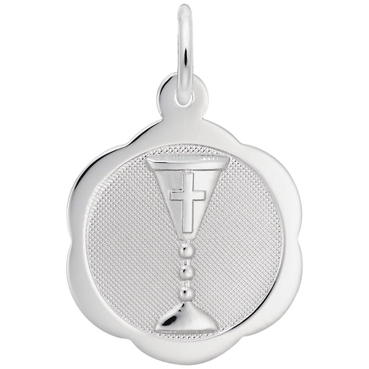 Spring Communion Chalice Scalloped Disc Charm for Jewelry Lovers 8344