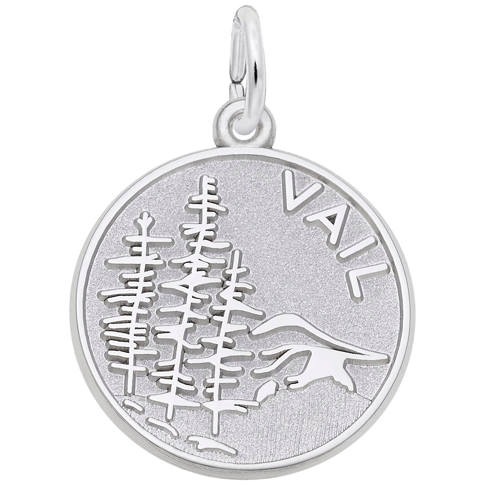 Vail Mountain Scene Charm - Colorado Travel Souvenir Jewelry 8366
