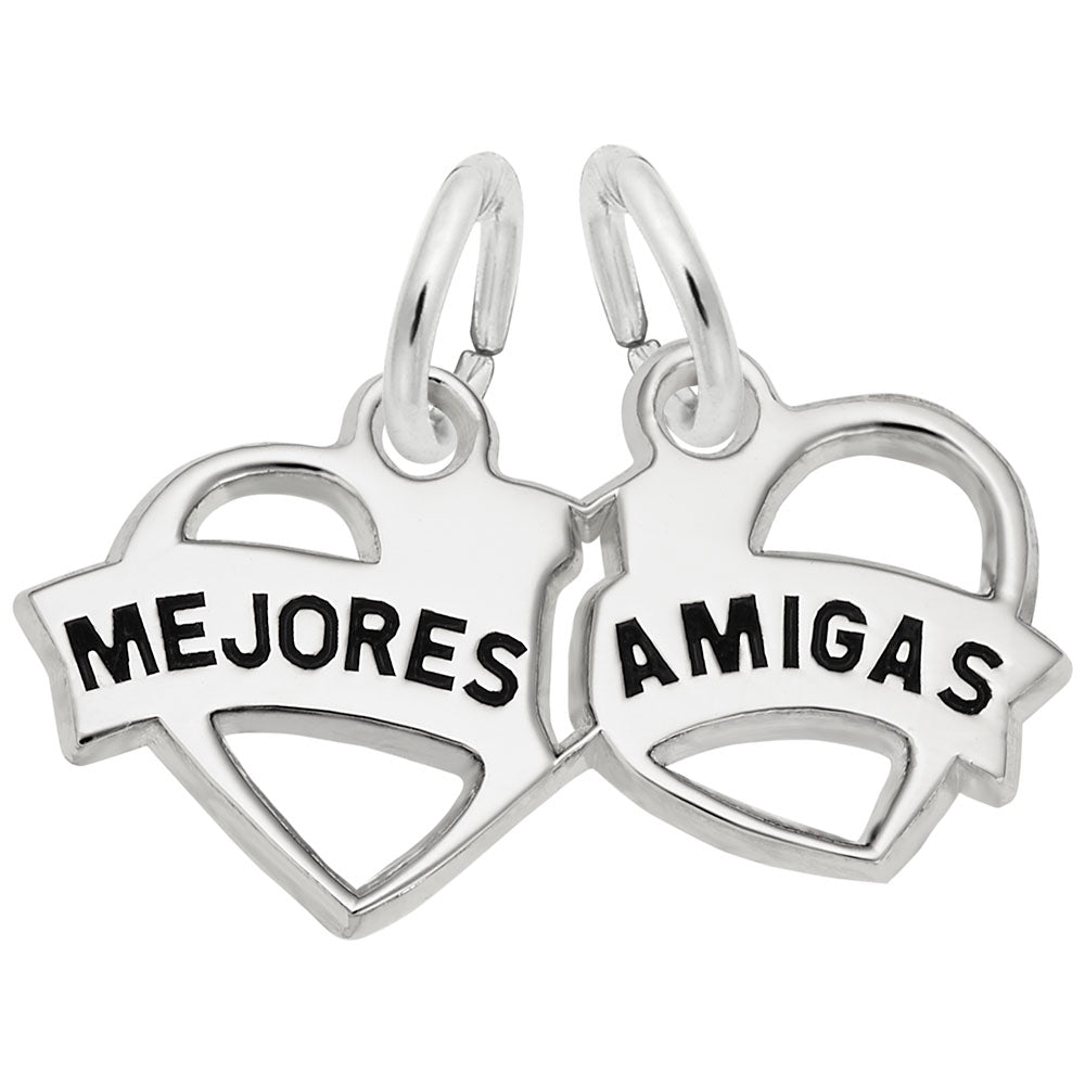Mejores Amigas Hearts Charm - Celebrate Friendship & Love 8373