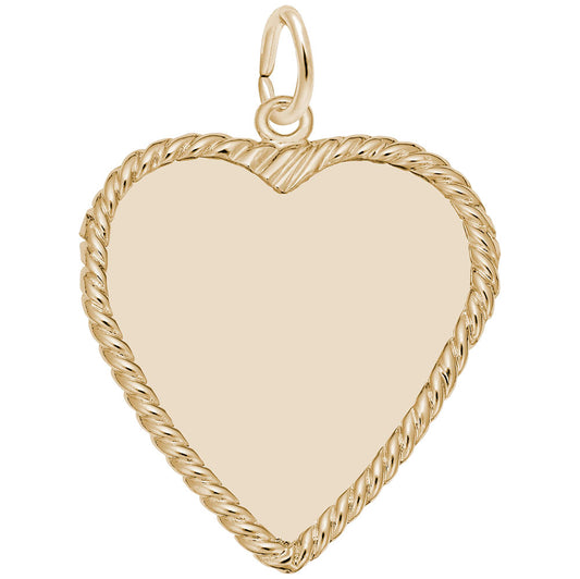 Large Classic Rope Heart Charm - Elegant Silver Disc Pendant 8379