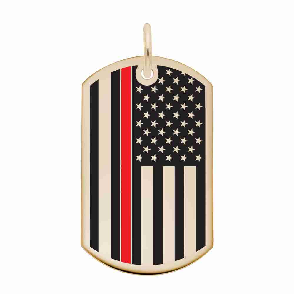 Personalized USA Flag Dog Tag with Red Stripe - Engravable Charm 8399-071