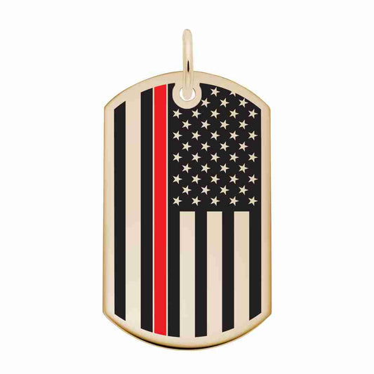 Personalized USA Flag Dog Tag with Red Stripe - Engravable Charm 8399-071