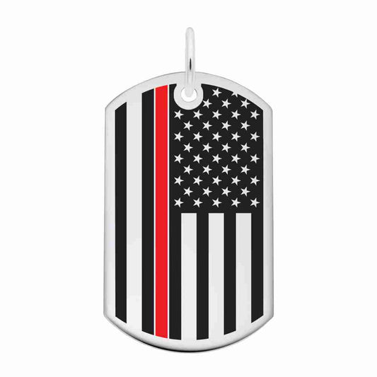 Personalized USA Flag Dog Tag with Red Stripe - Engravable Charm 8399-071