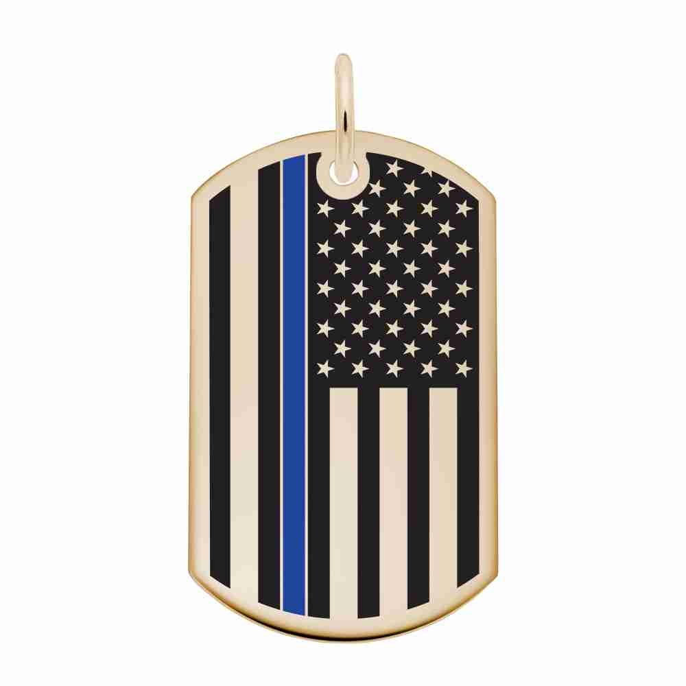 USA Flag Dog Tag with Blue Stripe - Custom Engravable Charm 8399-072