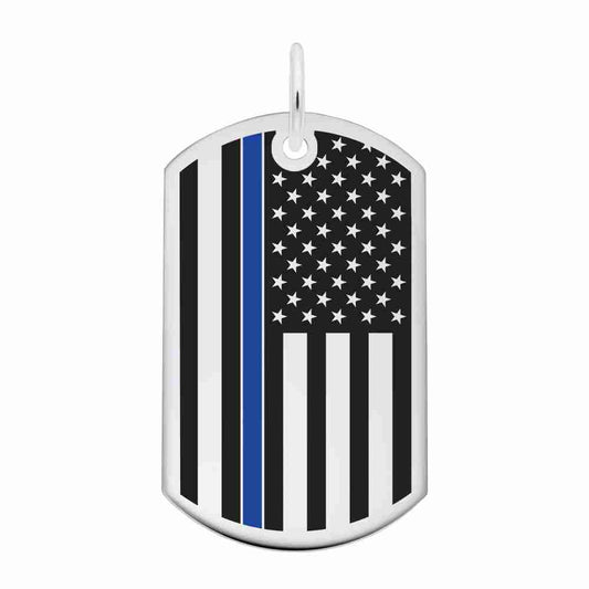 USA Flag Dog Tag with Blue Stripe - Custom Engravable Charm 8399-072