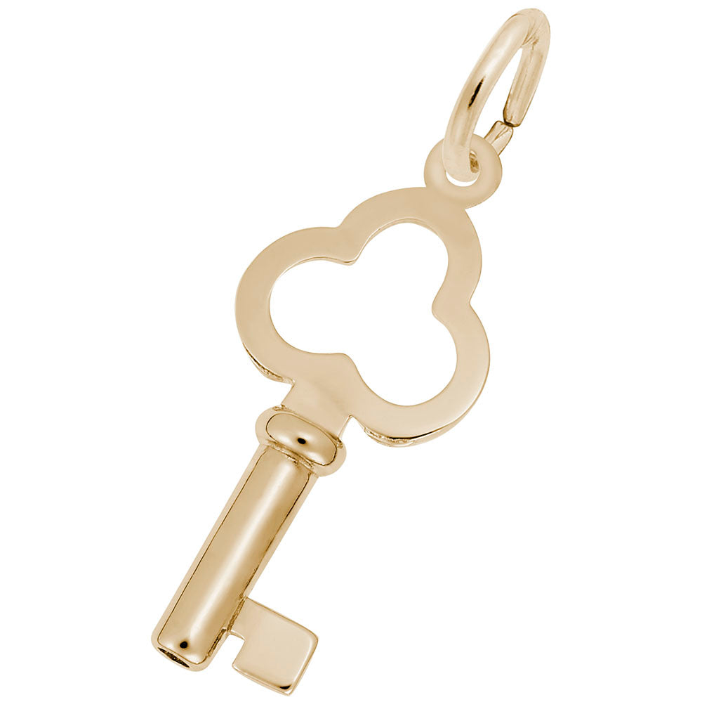 Petite Antique Trefoil Key Charm for Home & Garden Decor 8405