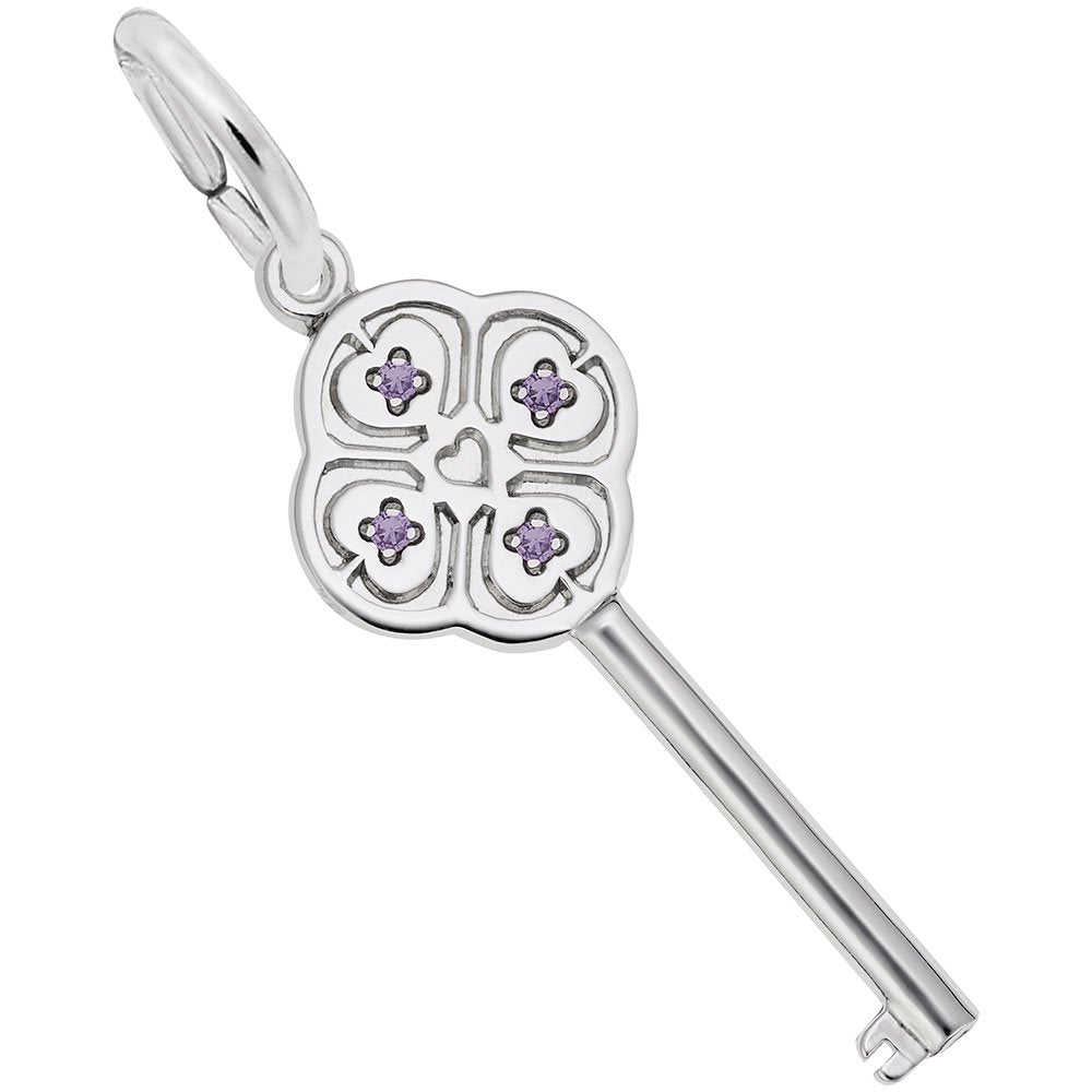 Key to My Heart February Birthstone Charm for Special Occasions 8410-002