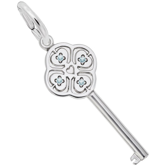 Key to My Heart March Birthstone Charm for Special Occasions 8410-003