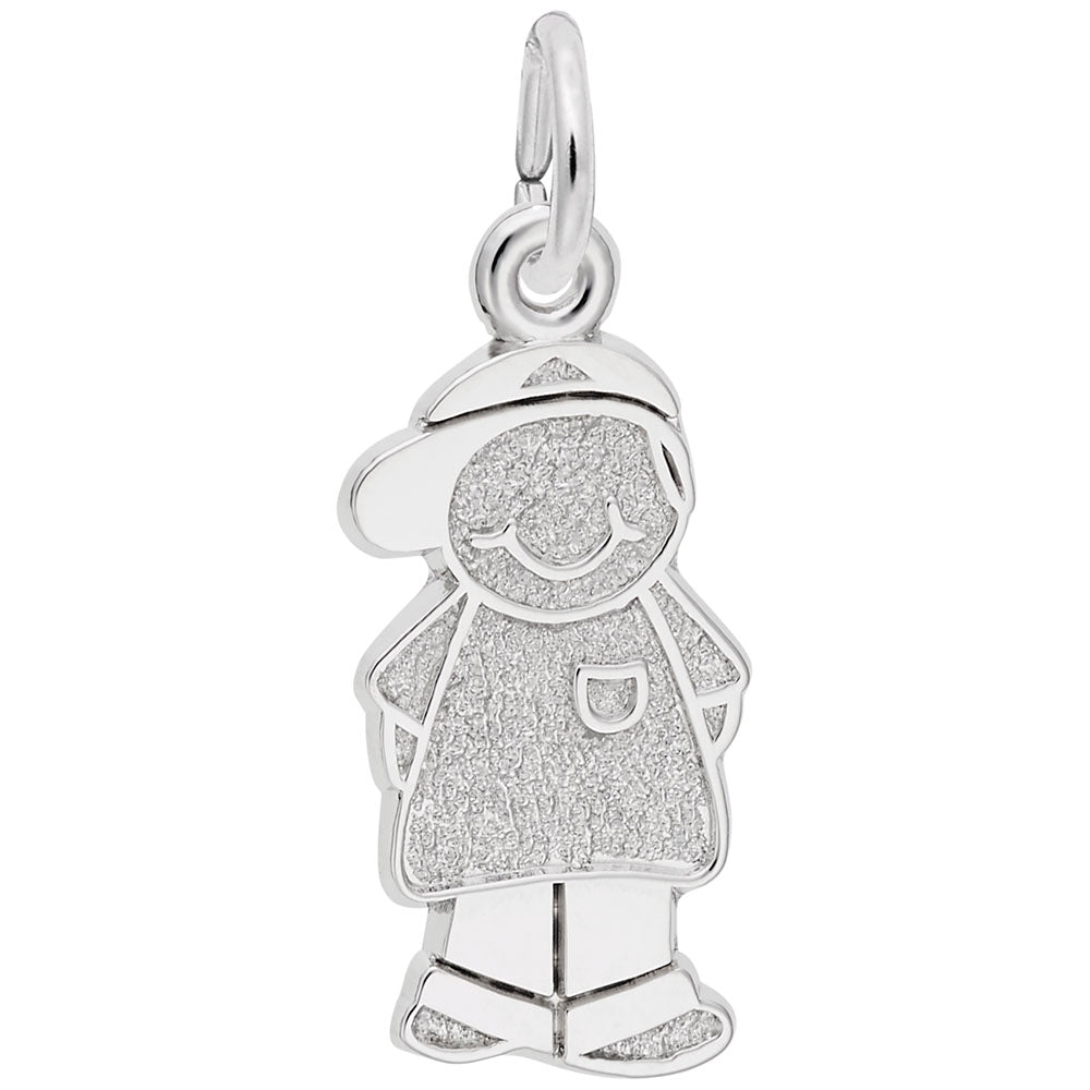 Boy with Baseball Cap Charm - Unique Silhouette Disc Pendant 8423