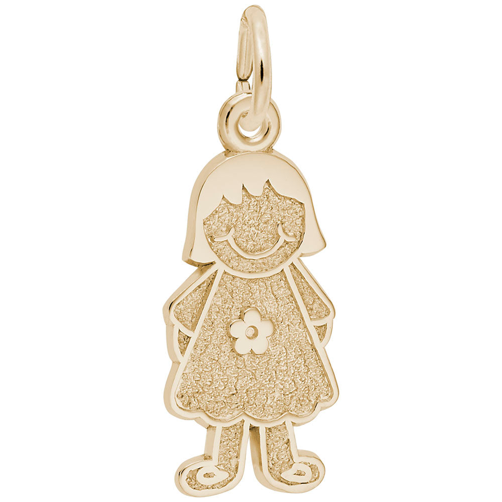 Girl with Flower Dress Charm - Elegant Silhouette Disc Jewelry 8424