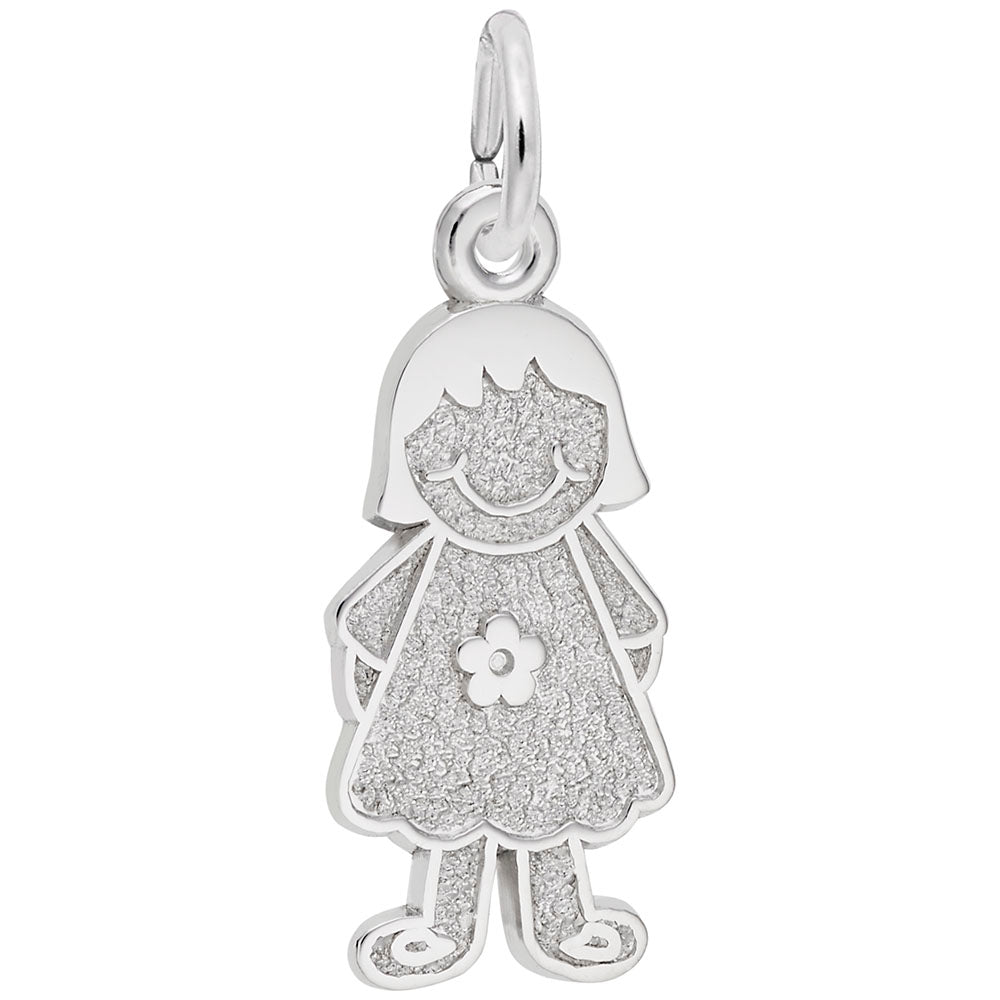 Girl with Flower Dress Charm - Elegant Silhouette Disc Jewelry 8424