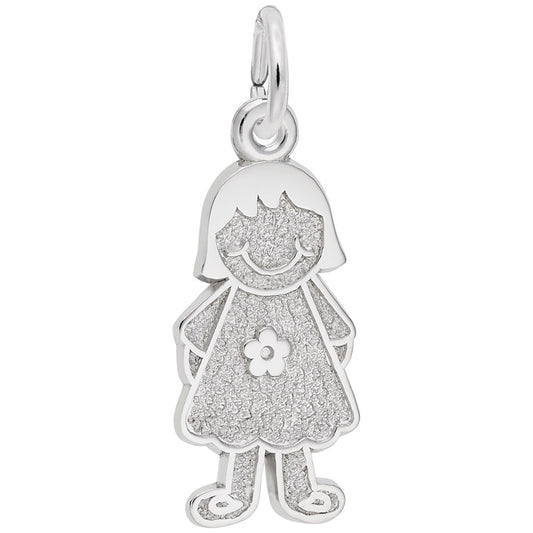 Girl with Flower Dress Charm - Elegant Silhouette Disc Jewelry 8424