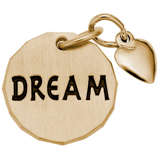 Dream Tag Charm with Heart Accent - Personalized Symbol Charm 8442
